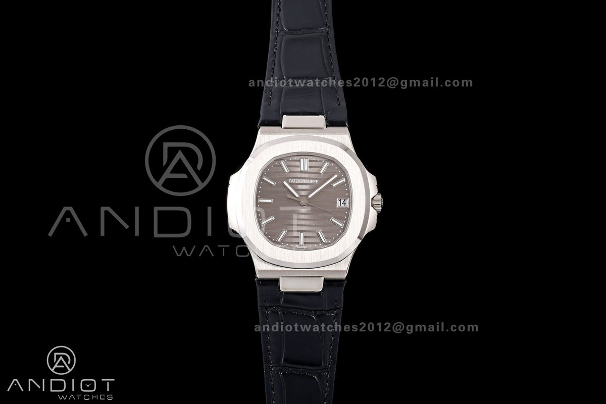 Nautilus 5711 SS BBF 1:1 Best Edition Gray Dial on Black Leather Strap DPB330 Super Clone